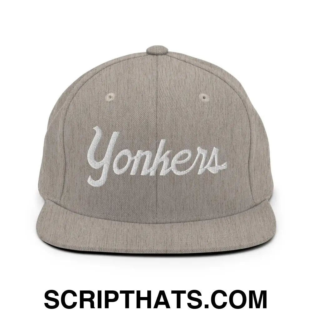 Yonkers Script Snapback Hat Heather Grey