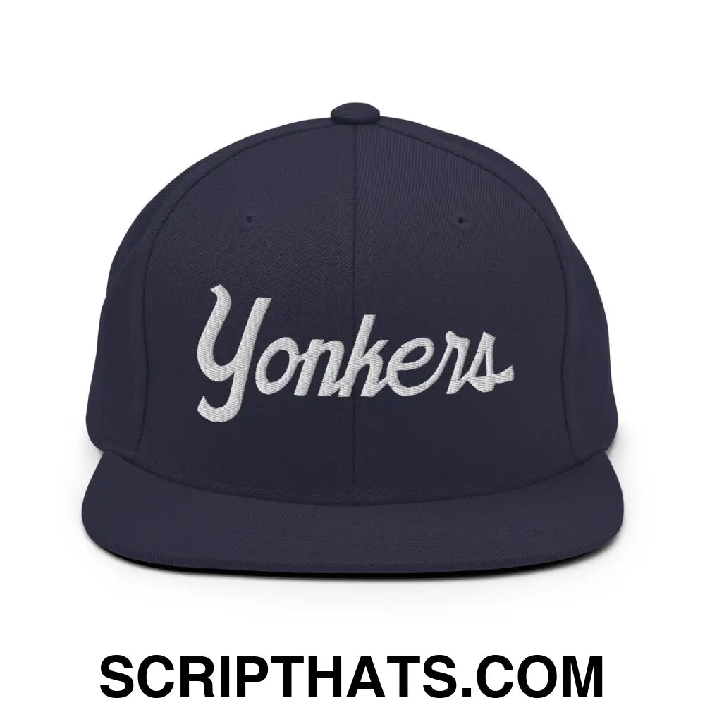 Yonkers Script Snapback Hat Navy