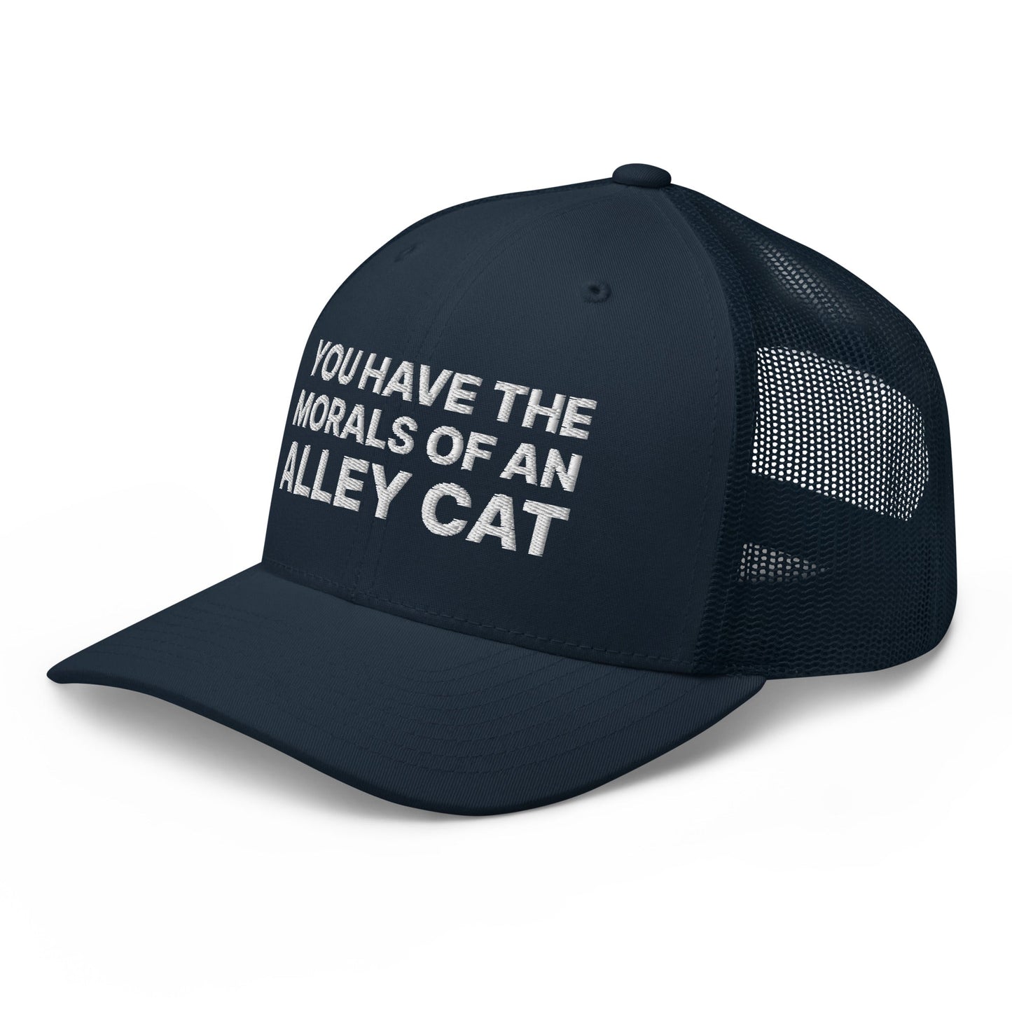 You Have The Morals of An Alley Cat Retro Trucker Hat Navy