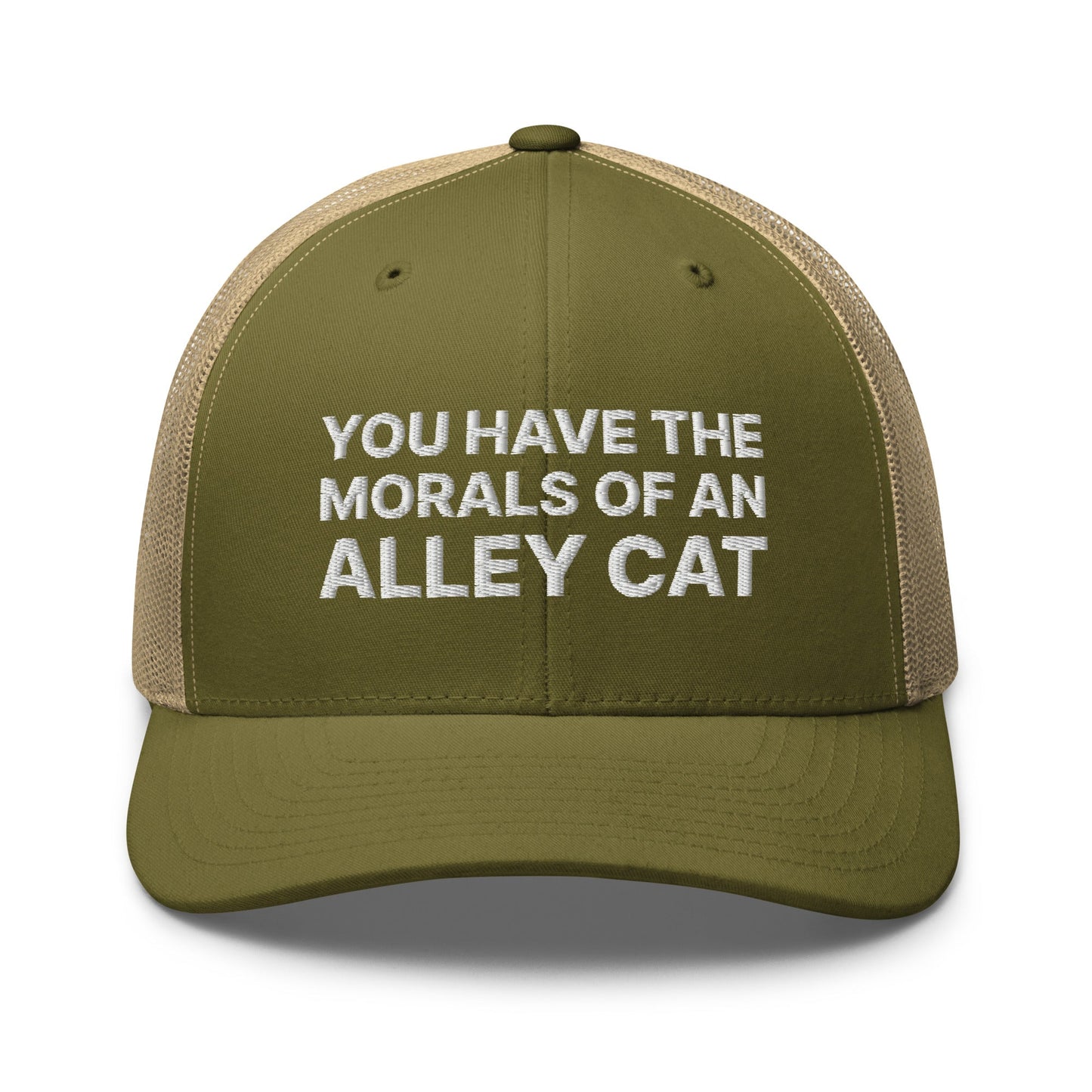 You Have The Morals of An Alley Cat Retro Trucker Hat Moss Khaki