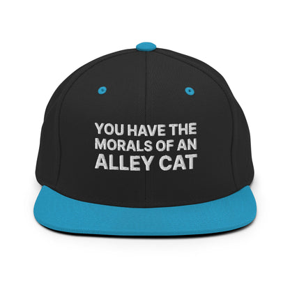 You Have The Morals of An Alley Cat Snapback Hat Black Teal