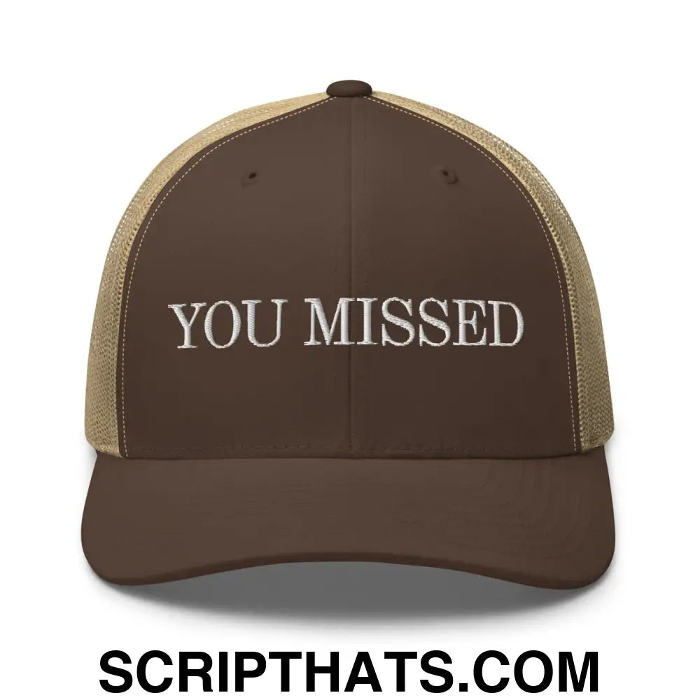 You Missed Retro Trucker Hat Brown Khaki