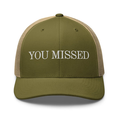 You Missed Retro Trucker Hat Moss Khaki