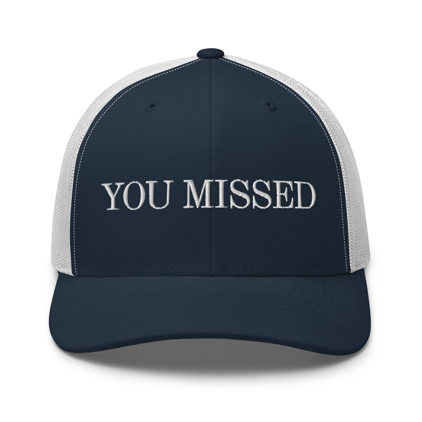 You Missed Retro Trucker Hat Navy White