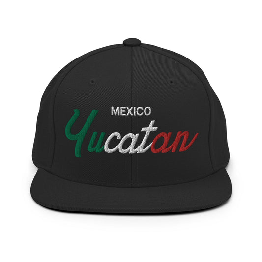 Yucatan Mexico Vintage Sports Script Snapback Hat Black